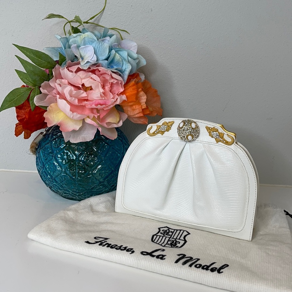 Finesse La Model Vintage White Snakeskin Bag
